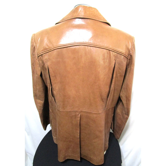 EUC! Vintage 70s Europe Craft Brown Leather Jacket Men Sz 44 - Picture 7 of 12